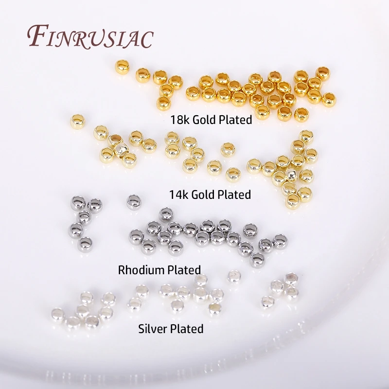 100pcs 18K 골드 도금 볼 크림프 엔드 비즈, 크림프 비즈, DIY 쥬얼리 만들기 용품에 대한 2mm 2.5mm 3mm 스토퍼 스페이서 비즈