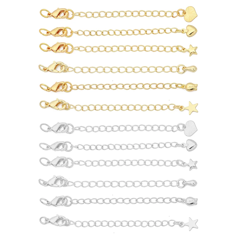 1/2/5pcs DIY 쥬얼리에 대 한 랍스터 걸쇠 커넥터와 황동 확장 확장 테일 체인 결과 팔찌 목걸이 만들기