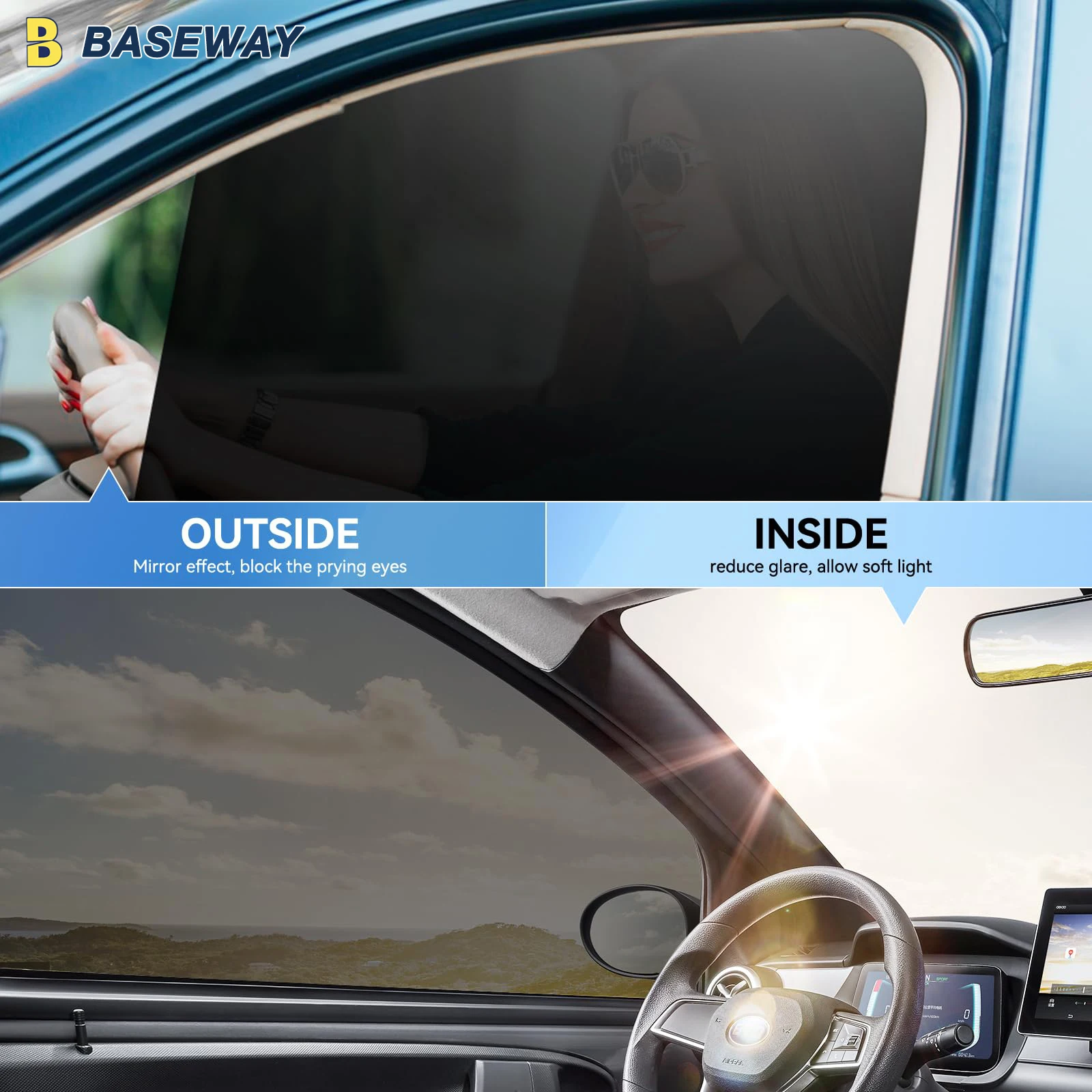 50cm x 3/10m 자동차 창문 색조 필름, 프라이버시 보호, 보이지 않는 비닐 호일, 차양 스티커, 태양 보호대 유리, UV 쉐이드  썬팅지 틴트 쿨톤 창문스티커 카풍차단 자동차선팅 창문유리 자동차유리덮개 유리창 단열 창문시트지 차량용태양광 차량용 태양광