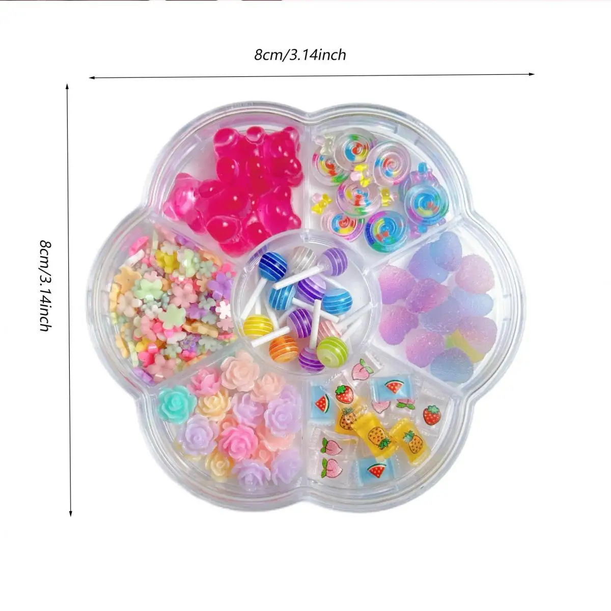 1 상자 혼합 귀여운 시뮬레이션 디저트 캔디 나비 네일 아트 장식 3D 수지 만화 고양이 물고기 곰 네일 참 용품