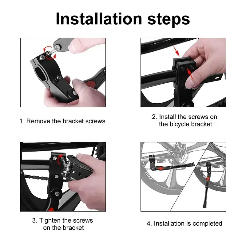 MTB 도로 자전거 킥 스탠드 알루미늄 킥 스탠드 24/26/27.5/29/700C 조정 가능한 산악 자전거 지원 측면 후면 주차 랙 사이클링
