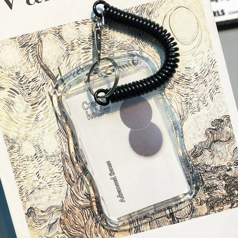 크리에이티브 디자인 케이팝 사진 카드홀더 투명 카드홀더 키체인 사진 슬리브, 버스 카드 학생 카드 케이스, 사진 보호대