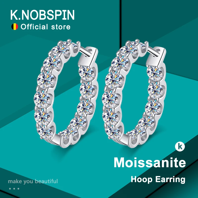 KNOBSPIN 2.6ct D 컬러 Moissanite 귀걸이 여성을위한 925 스털링 슬라이버 도금 화이트 골드 후프 귀걸이 웨딩 파티 쥬얼리 title=KNOBSPIN 2.6ct D 컬러 Moissanite 귀걸이 여성을위한 925 스털링 슬라이버 도금 화이트 골드 후프 귀걸이 웨딩 파티 쥬얼리 