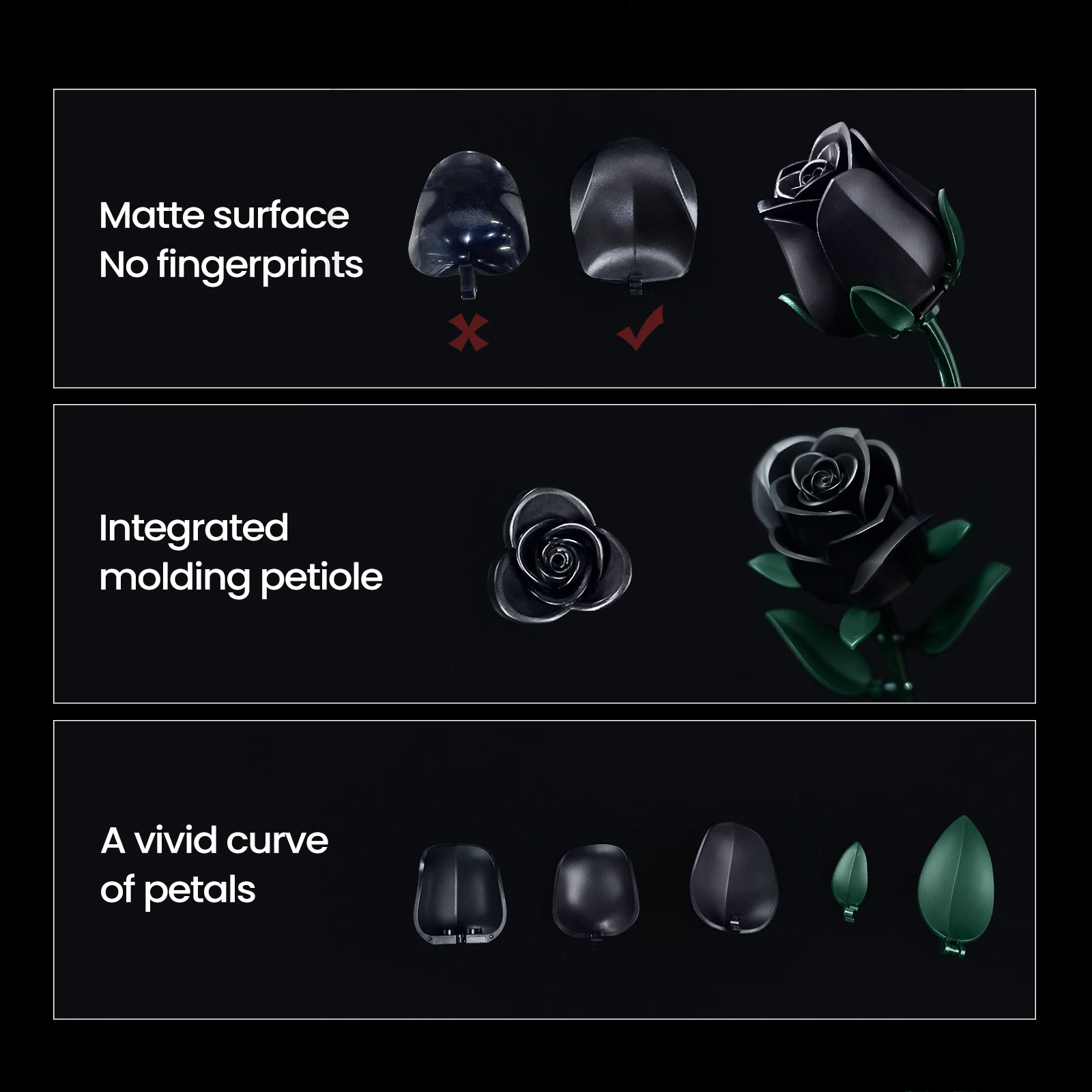 12 PCS 블랙 로즈 빌딩 블록 세트 식물 꽃다발 고품질 시뮬레이션 장미 꽃 고딕 장식 발렌타인 데이 선물