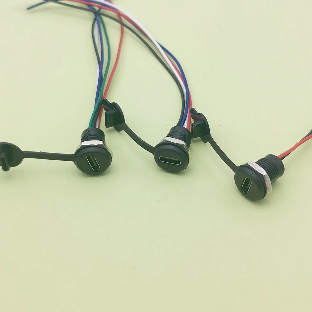 1pcs USB 유형 C 커넥터 유형-C 너트 잠금 플레이트가있는 방수 여성 TPC 방수 고전류 고속 충전 잭 포트