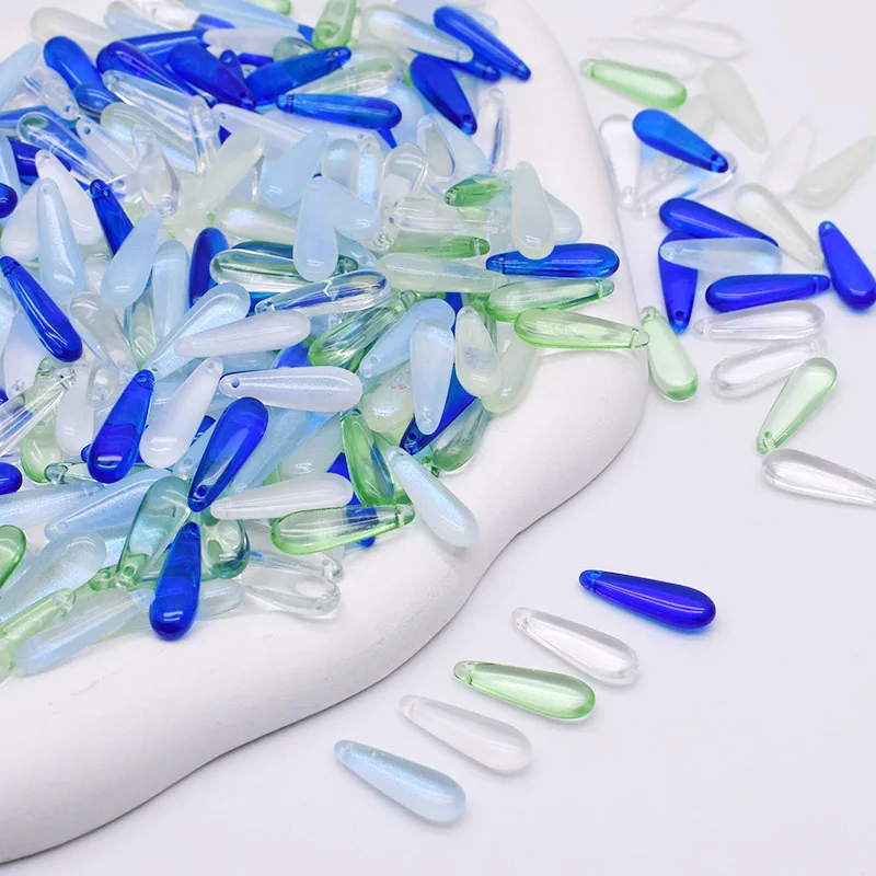 물방울 모양 체코 유리 비즈, DIY 쥬얼리 파인딩, 물방울 유리 느슨한 비즈, 쥬얼리 제작 목걸이, 7x22mm, 30, 60 개