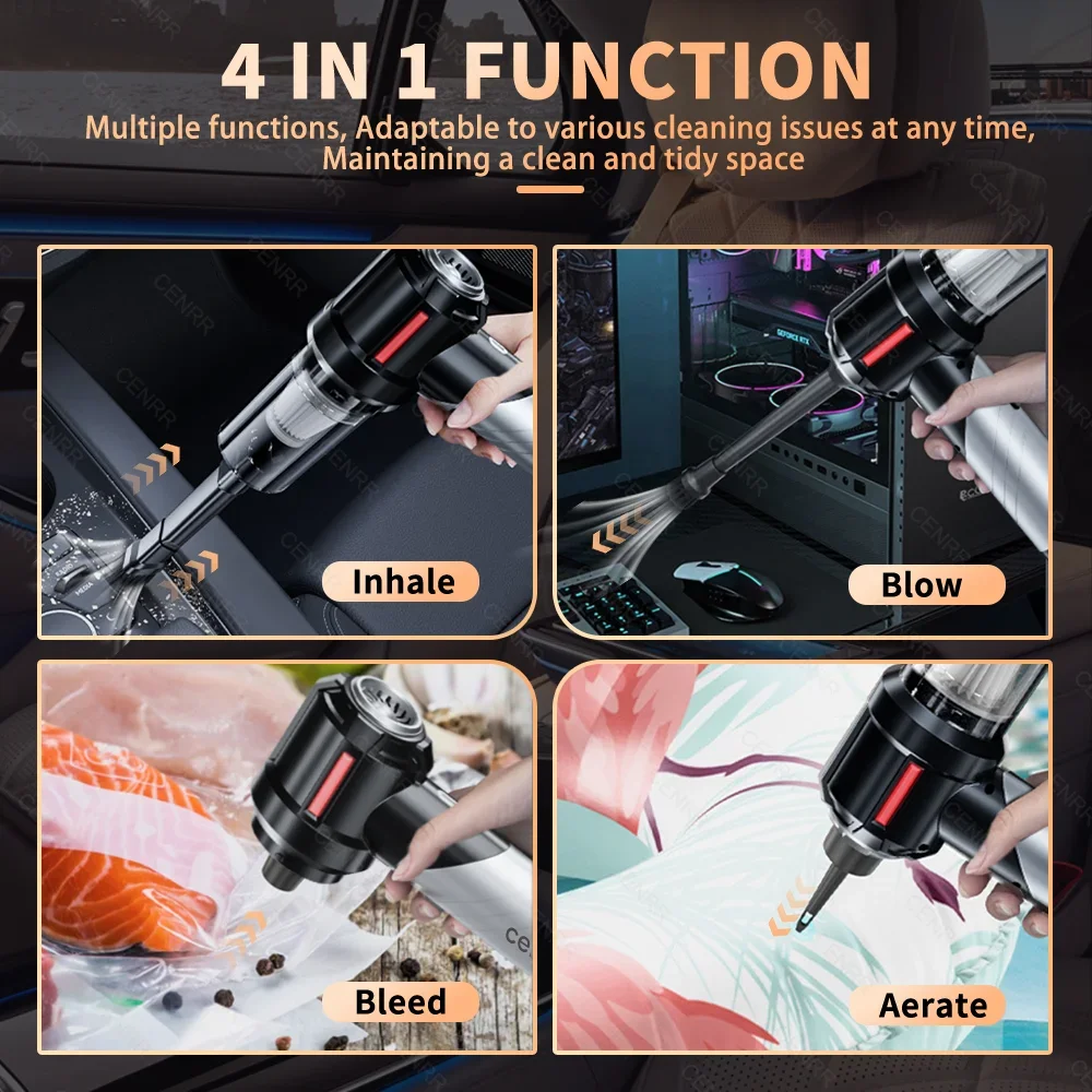 CENRR 고압 자동차 진공 청소기 휴대용 핸드 헬드 미니 진공 청소기 무선 강력한 흡입 자동차 청소기 가전 제품