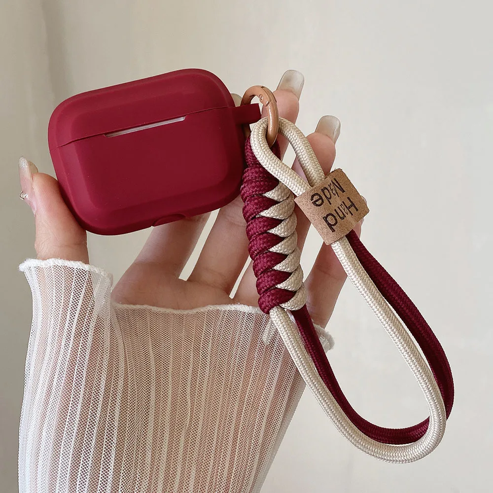 Apple Airpods 4 1 2 Pro 3 Funda 무선 블루투스 보호 커버 용 스마일 핸드 스트랩 이어폰 케이스가있는 간단한 소프트 실리콘