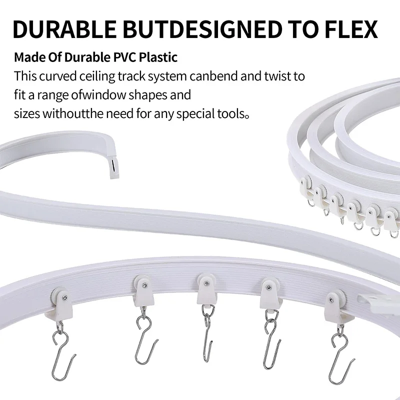 1-6M 유연한 구부릴 수있는 커튼 트랙 침실 발코니 욕실 룸 디바이더 천장 사일런트 트랙 홈 창 장식 Accessorie