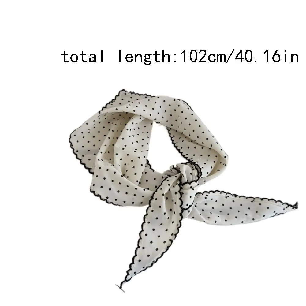 Neckerchief 달콤한 폴카 도트 머리띠 터번 한국어 신선한 작은 스카프 얇은 줄무늬 삼각형 헤어 밴드 소녀