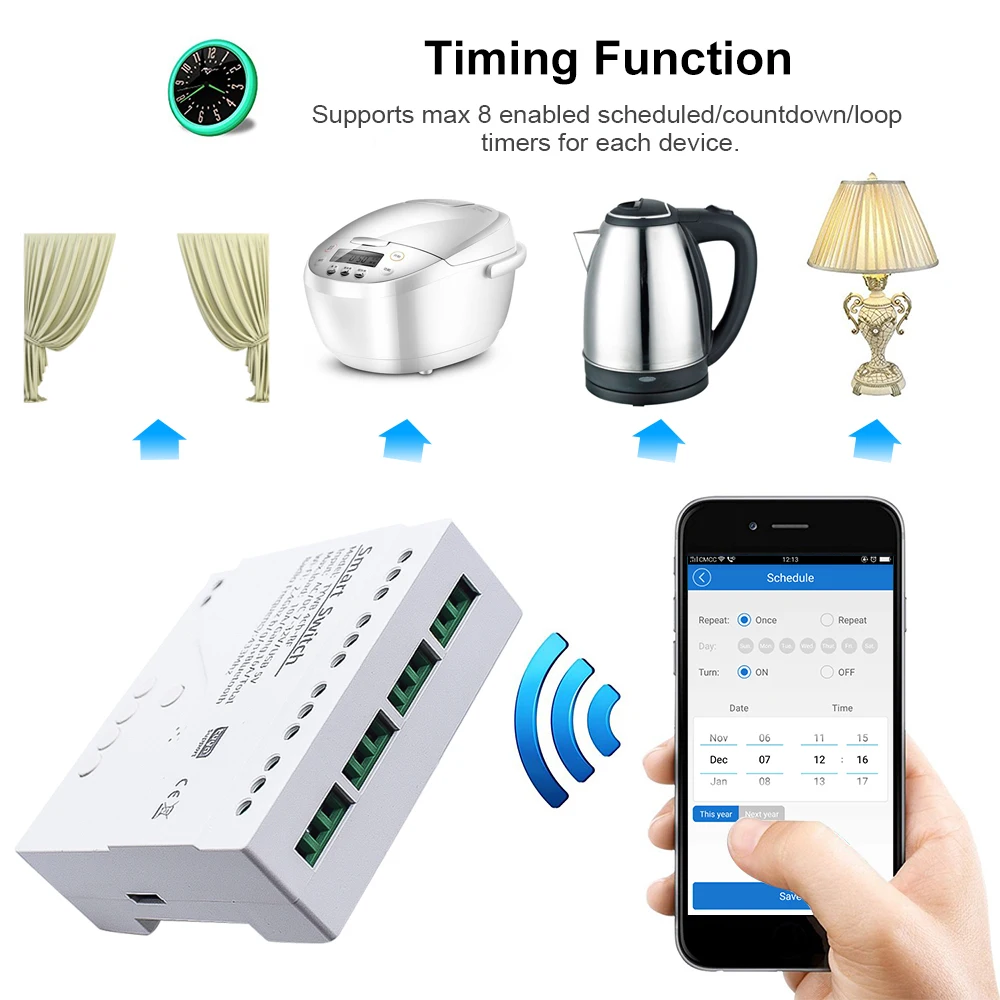 Tuya-스마트 Wifi 모터 스위치 모듈, 5V 12V 24V 32V 220V RF 433 라디오 원격 제어 Alexa Google Home 용 4 채널 인칭 릴레이