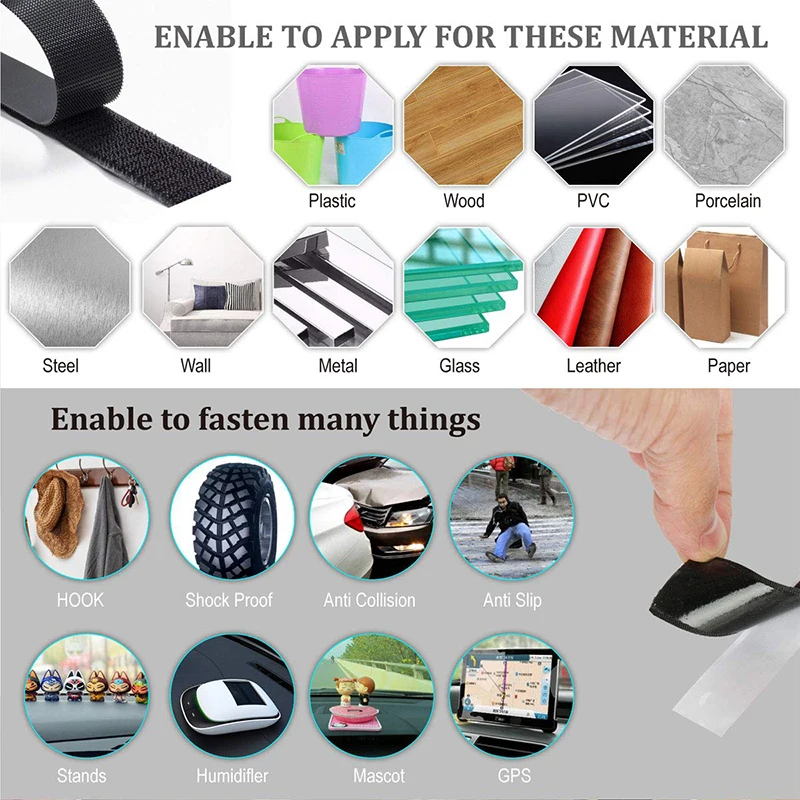 1-10M 벨크로 자체 접착 후크 및 루프 테이프 패스너 하우스 Diy 매직 탭 자동 양면 롤 강력한 접착제 홈 스트랩 스트립