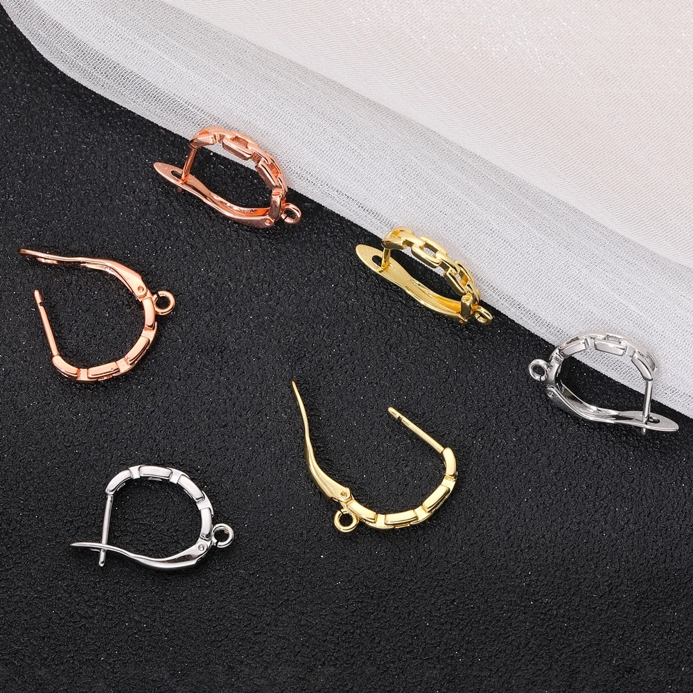 Juya DIY 18K 골드 실버 도금 이어 와이어 고정 장치 기본 패스너 스티치 항 알레르기 귀걸이 후크 걸쇠 액세서리 용품