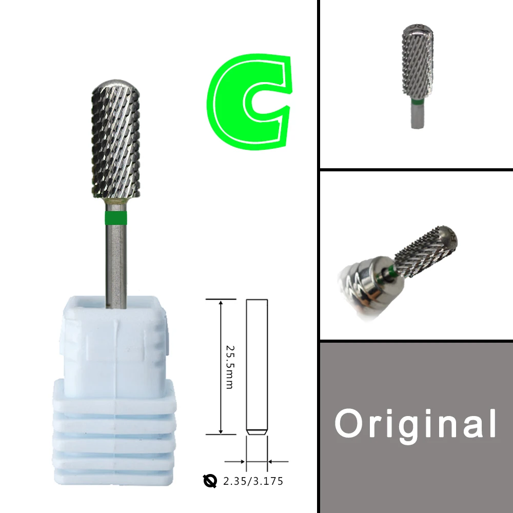 RolinStar 5.35 소형 라운드 탑 배럴 오리지널 스틸 카바이드 매니큐어 네일 드릴 비트 파일 액세서리