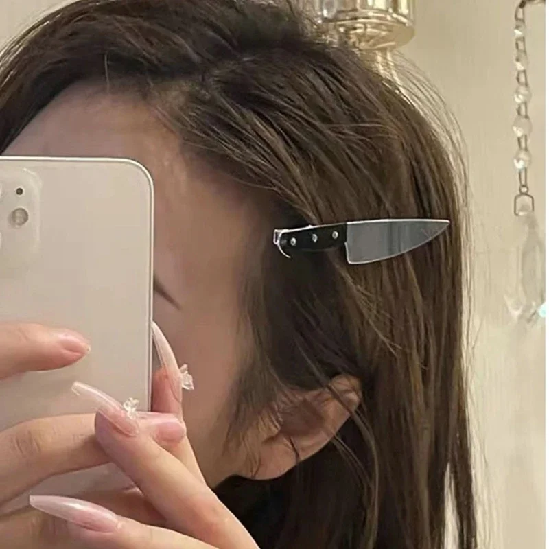 여성용 기묘한 칼 헤어 클립, 재미있는 머리핀, 소녀 머리핀, 펑크 머리핀, 머리 장식, y2k 액세서리, 신제품