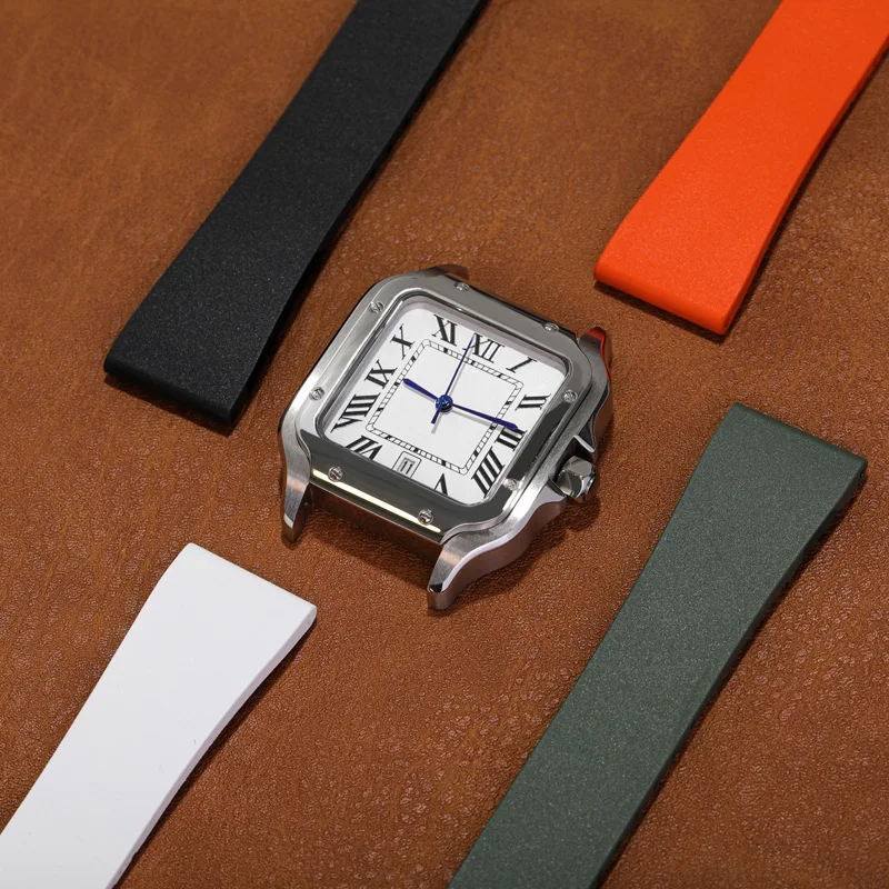 불소 고무 시계 밴드 CTS FKM 스트랩 18 19 20 21 22mm 크기로 잘라 남성 여성을위한 빠른 릴리스 조절 가능한 범용 팔찌