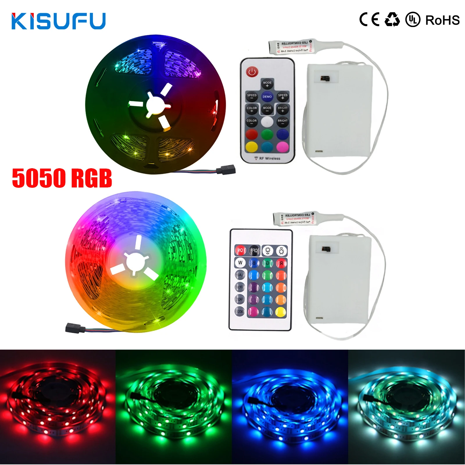 DC 5V 5050 RGB 스트립 LED 조명 배터리 전원 IP21/IP65 리본 테이프 안정적인 Led 스트립 실내 실외 3/24/44key 제어 원격 title=DC 5V 5050 RGB 스트립 LED 조명 배터리 전원 IP21/IP65 리본 테이프 안정적인 Led 스트립 실내 실외 3/24/44key 제어 원격 