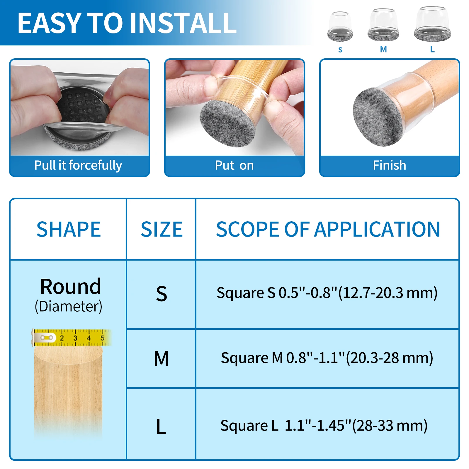 미끄럼 방지 실리콘 의자 다리 캡, 스크래치 방지, 원목 바닥 보호대, 방수 펠트 가구 발 패드, 16 개