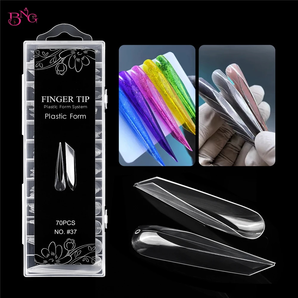 BNG 3D 곡선 스틸레토 네일 폴리 확장 젤 확장 XL XXL 아크릴 네일 몰드 재사용 가능한 풀 커버 몰드 용 듀얼 폼