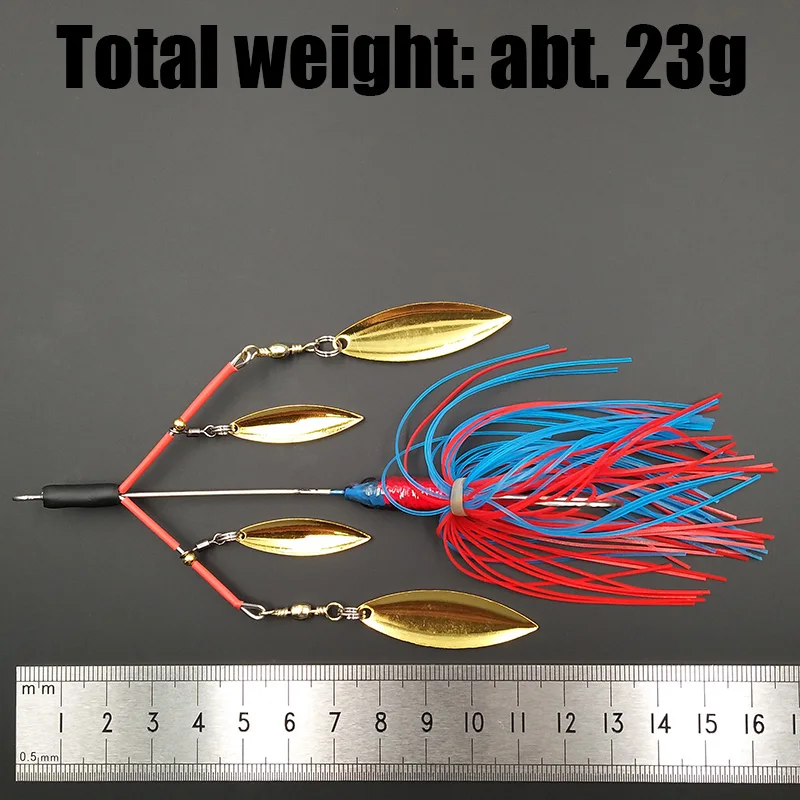 Lunker Spinner Baits 하드 낚시 미끼 23g 시끄러운 버즈 회전 블레이드 버블 진동 탠덤 스핀 버드 나무베이스 송어 퍼치 파이크