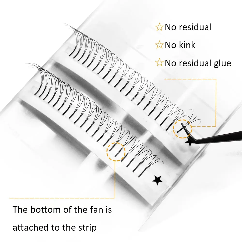 Abonnie 러시안 볼륨 속눈썹 연장 속눈썹 부케 볼륨 롱 스템 소프트 매트 블랙 미리 제작된 연장