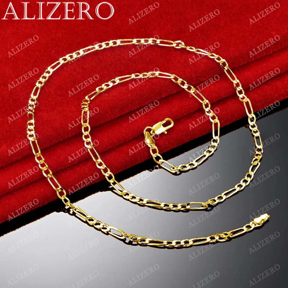 ALIZERO 18K 골드 4MM 피가로 체인 목걸이 여성을위한 남성 패션 힙합 펑크 목걸이 쥬얼리 도매 40-75cm