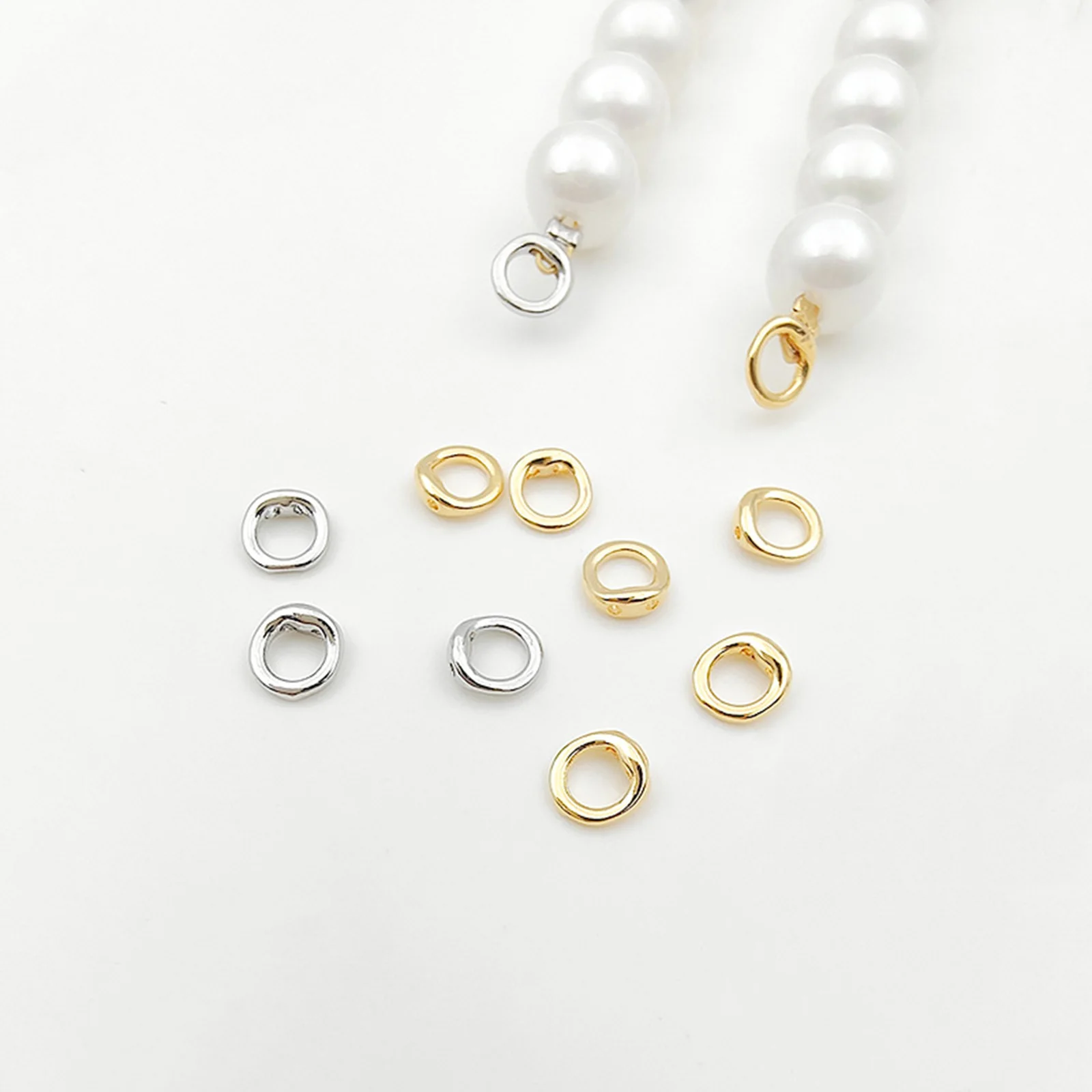 10pcs 황동 끝 구슬 팁 더블 구멍 커넥터 반지 목걸이 팔찌 쥬얼리에 대 한 엔드 캡 액세서리 5.5mm 직경 만들기.