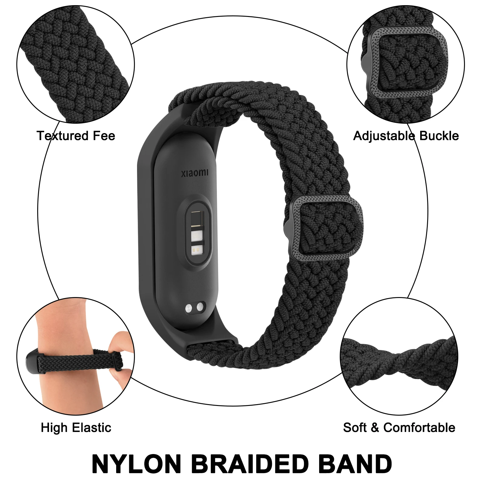 Xiaomi Mi Band 7 6 5 4 3 용 땋은 시계 밴드 Amazfit Band 5 밴드 교체 팔찌 용 스트랩 탄성 조절 식 손목 밴드