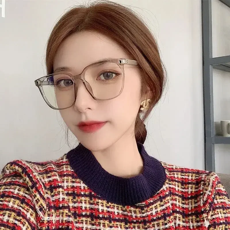 새로운 대형 프레임 근시 안경 안티 블루 라이트 안경 여성 눈 보호 컴퓨터 고글 디옵터 -1.0 -1.5 -2.0 ~ -6.0