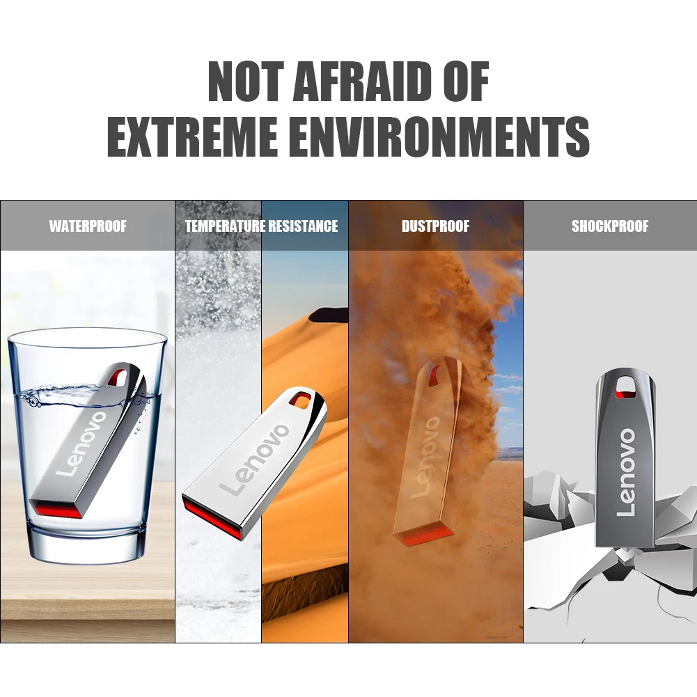 레노버 고속 금속 3.0 플래시 드라이브, 휴대용 USB 드라이브, 2TB, 1TB, 512GB, 256GB
