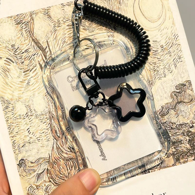 크리에이티브 디자인 케이팝 사진 카드홀더 투명 카드홀더 키체인 사진 슬리브, 버스 카드 학생 카드 케이스, 사진 보호대