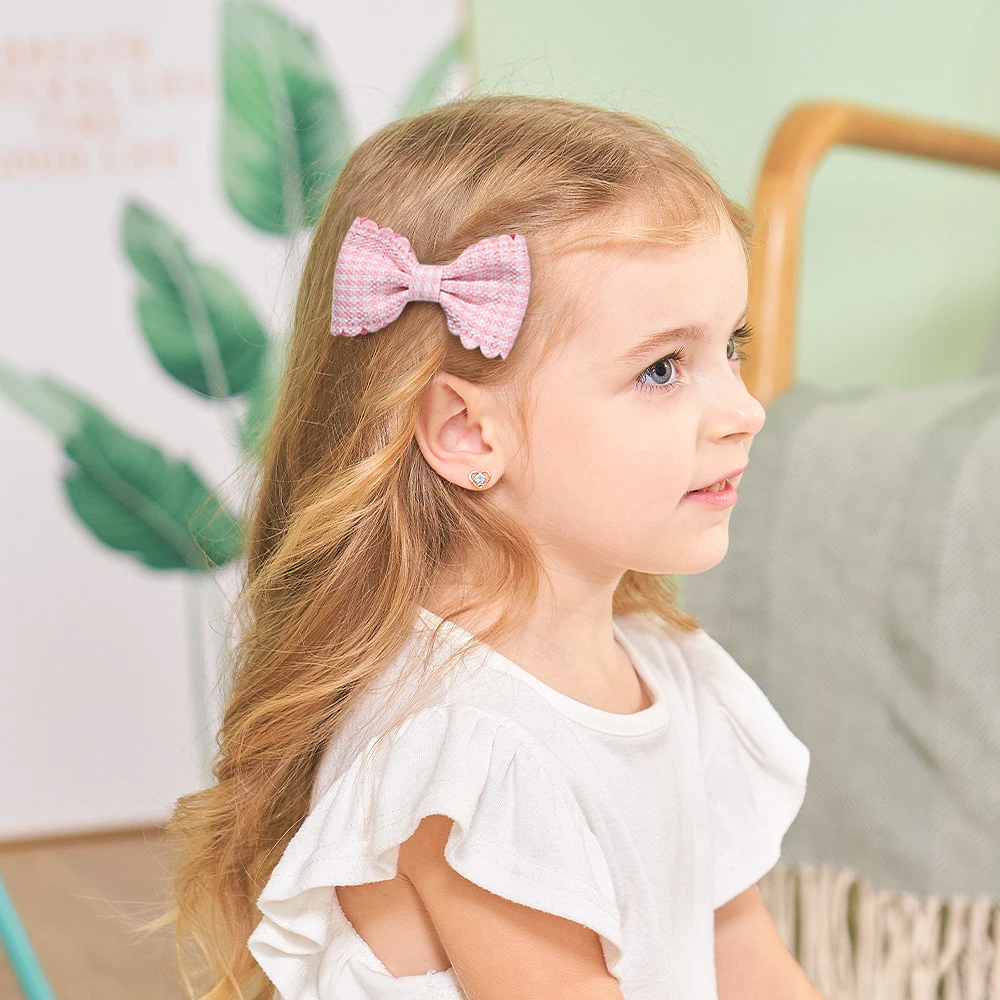 2 개/대 솔리드 컬러 키즈 활 아기 소녀를위한 헤어 클립 수제 격자 무늬 Bowknot 머리핀 바레트 사진 헤어 액세서리