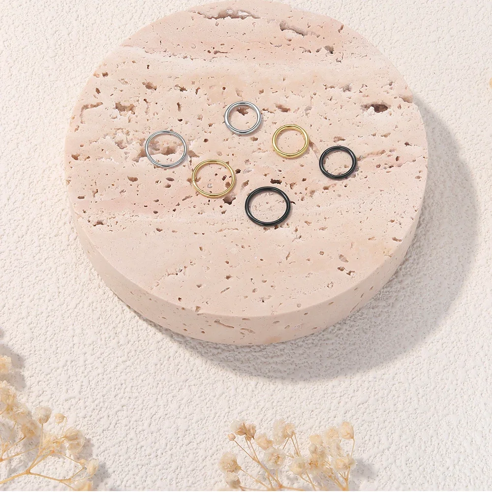 1/4Pairs 남성용 6/8/10/12mm 316L 스테인레스 스틸 코 링 여성용 골드 컬러 후프 귀걸이 Septum Tragus 피어싱 쥬얼리