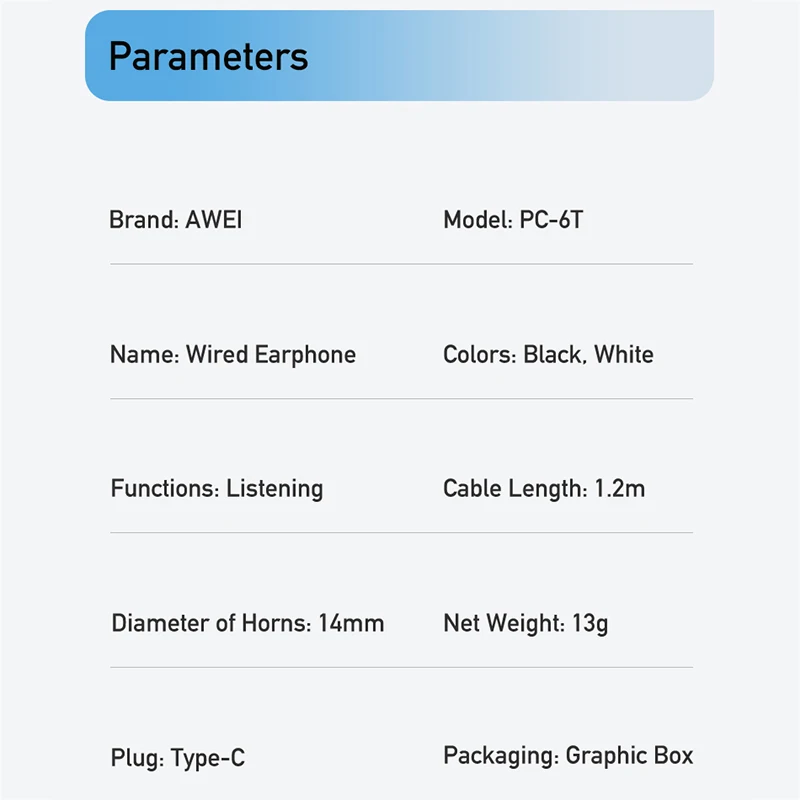 Awei 유선 헤드폰 인이어 헤드셋, 마이크 포함, 볼륨 조절, 모든 휴대폰과 호환 가능