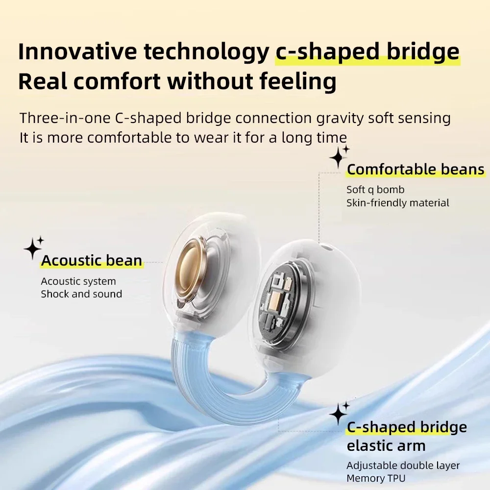 무선 헤드폰 Fone Bluetooth 헤드셋 (마이크 포함) 핸즈프리 소음 차단 이어폰 클립 귀 음악 스포츠 게임용 이어 플러그