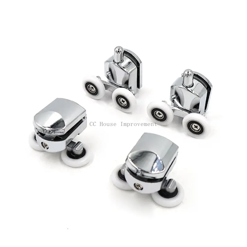 23mm/25mm/27mm 샤워 도어 롤러 아연 합금 이중 휠 슬라이딩 샤워 도어 롤러 베어링 휠 러너 교체