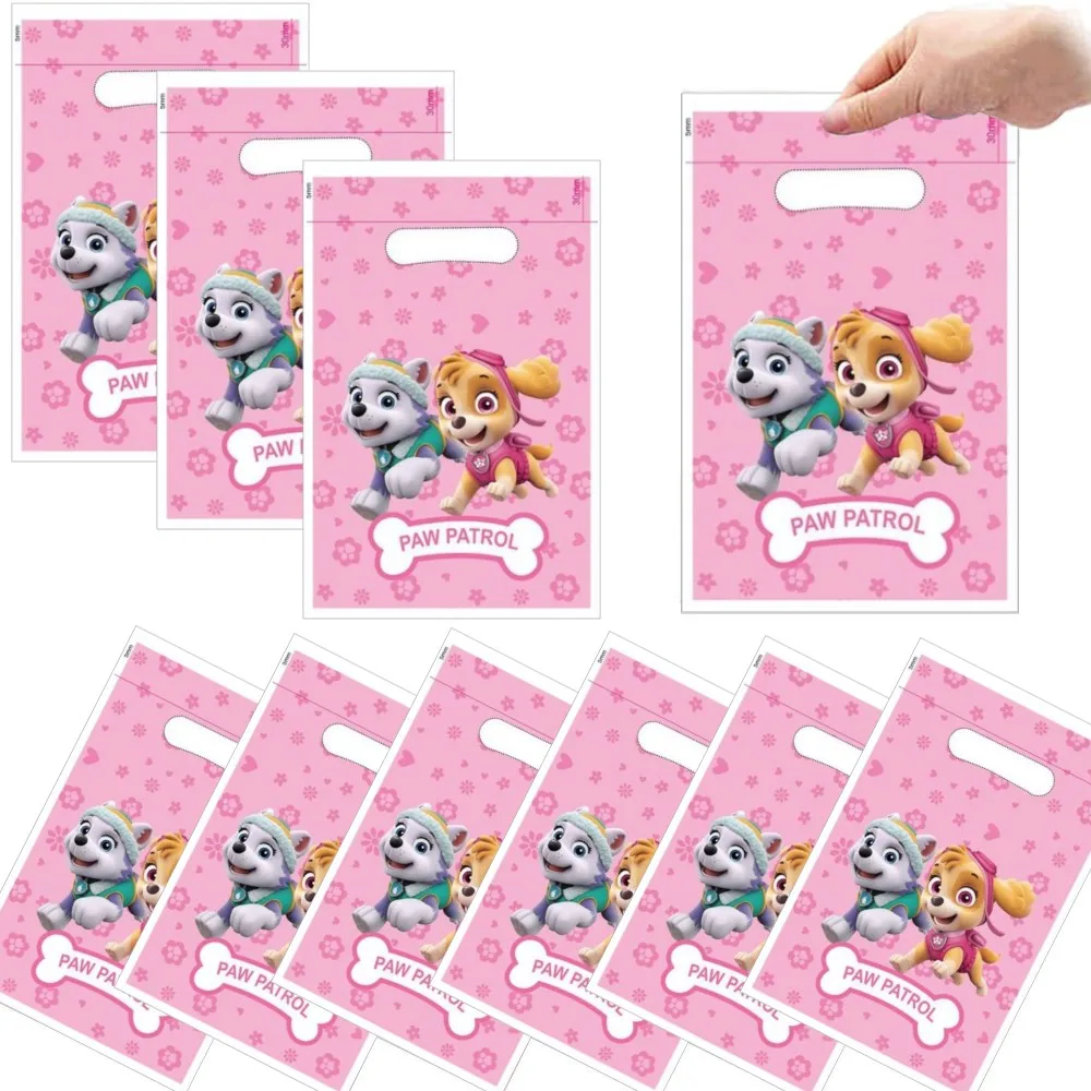 개 스카이 테마 플라스틱 캔디 로트 백, 발 순찰 파티 선물 가방, 베이비 샤워용, 어린이 소녀 생일 파티 선물 용품 장식