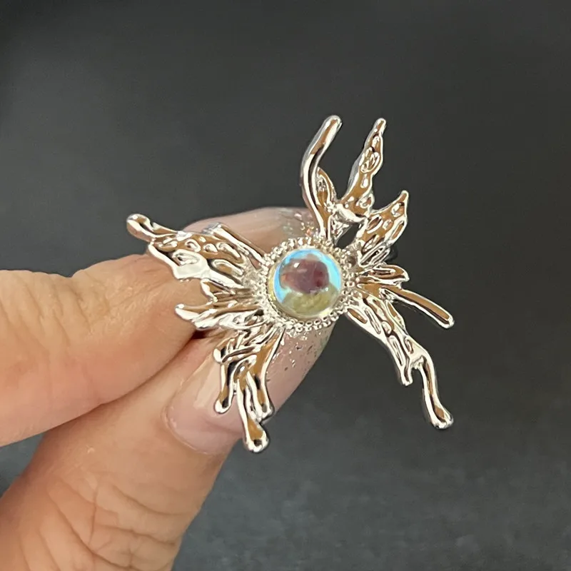 Y2K 크리스탈 반지 Kpop 하트 조절 링 불규칙한 기하학 펑크 빈티지 반지 여성용 세트 여자 새로운 패션 쥬얼리