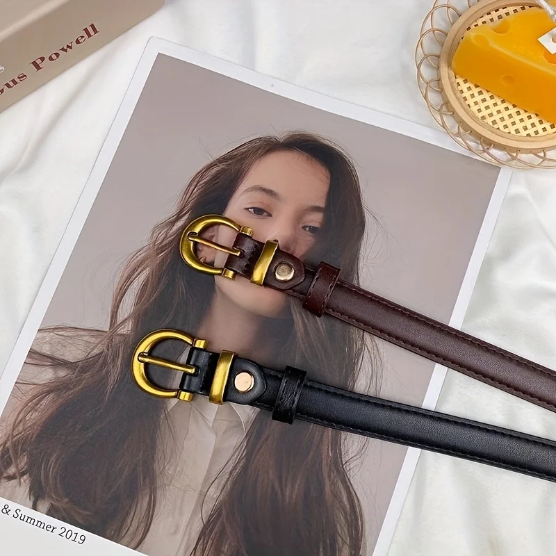 클래식 타원형 버클이 있는 남성용 캐주얼 빈티지 PU 가죽 벨트 - 일상복, 파티 및 선물용으로 이상적