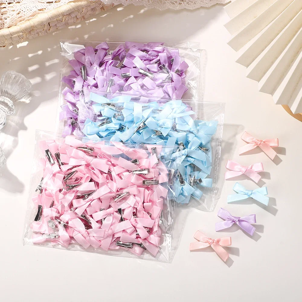 4/6/8/10Pcs 헤어 클립과 어린이 달콤한 솔리드 컬러 미니 Bowknot 아기 소녀 발레 스타일 리본 땋은 헤어 액세서리 도매