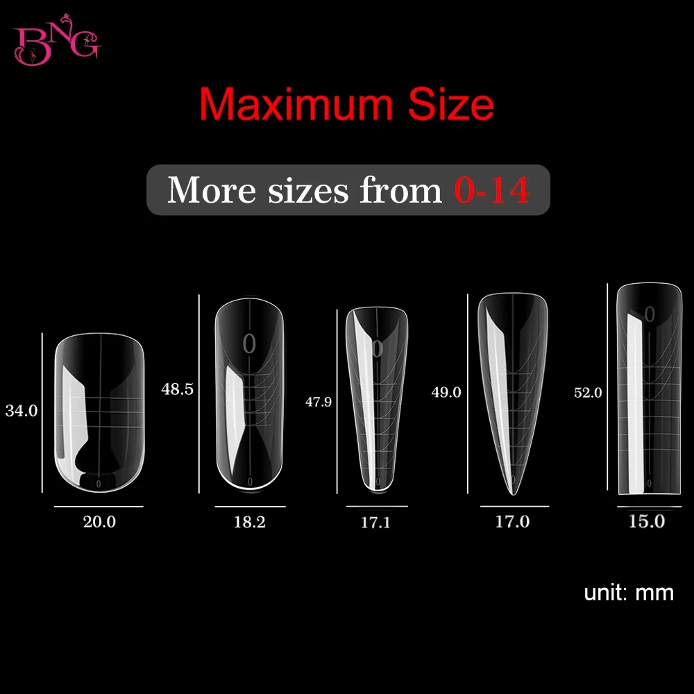 BNG 네일 폴리 익스텐션 젤 네일 폼용 듀얼 폼 빌더 젤용 재사용 가능한 15 사이즈 매니큐어용 아크릴 네일 몰드 세트