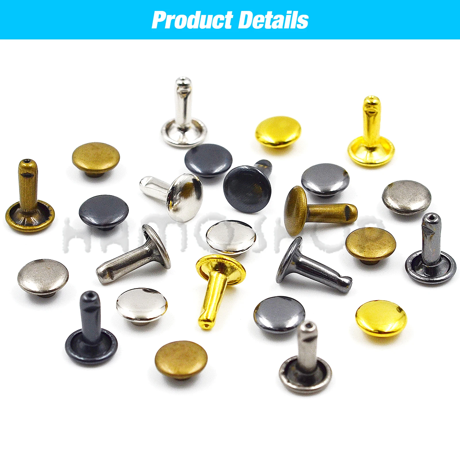 100 세트 5-15mm 금속 더블 캡 리벳 스터드 라운드 네일 리벳 Leathercraft 액세서리 수리 신발 가방 벨트 의류 의류