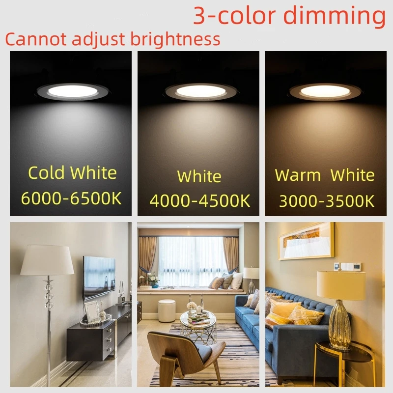 디밍이 가능한 LED 통 삼중 톤 조명 110/220V 스팟 5W 7W 9W 12W 15W LED 천장 통 조명 따뜻한 흰색 램프에 매립