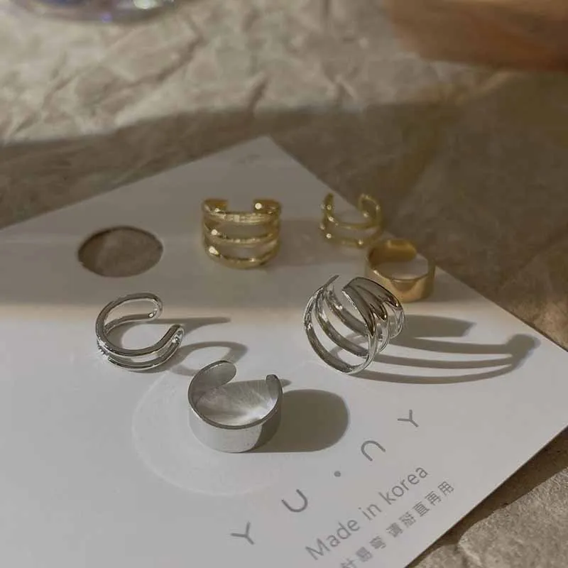 실버 컬러 여성을위한 클립 귀걸이 남자 크리 에이 티브 간단한 C 귀에 커프 비 피어싱 귀 귀 클립 세트 트렌드 쥬얼리 선물