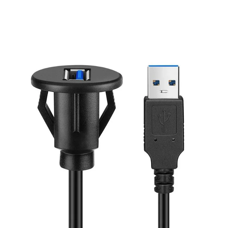 자동차 트럭 보트 오토바이 대시보드 1M용 버클이 있는 USB 3.0 패널 플러시 마운트 연장 케이블