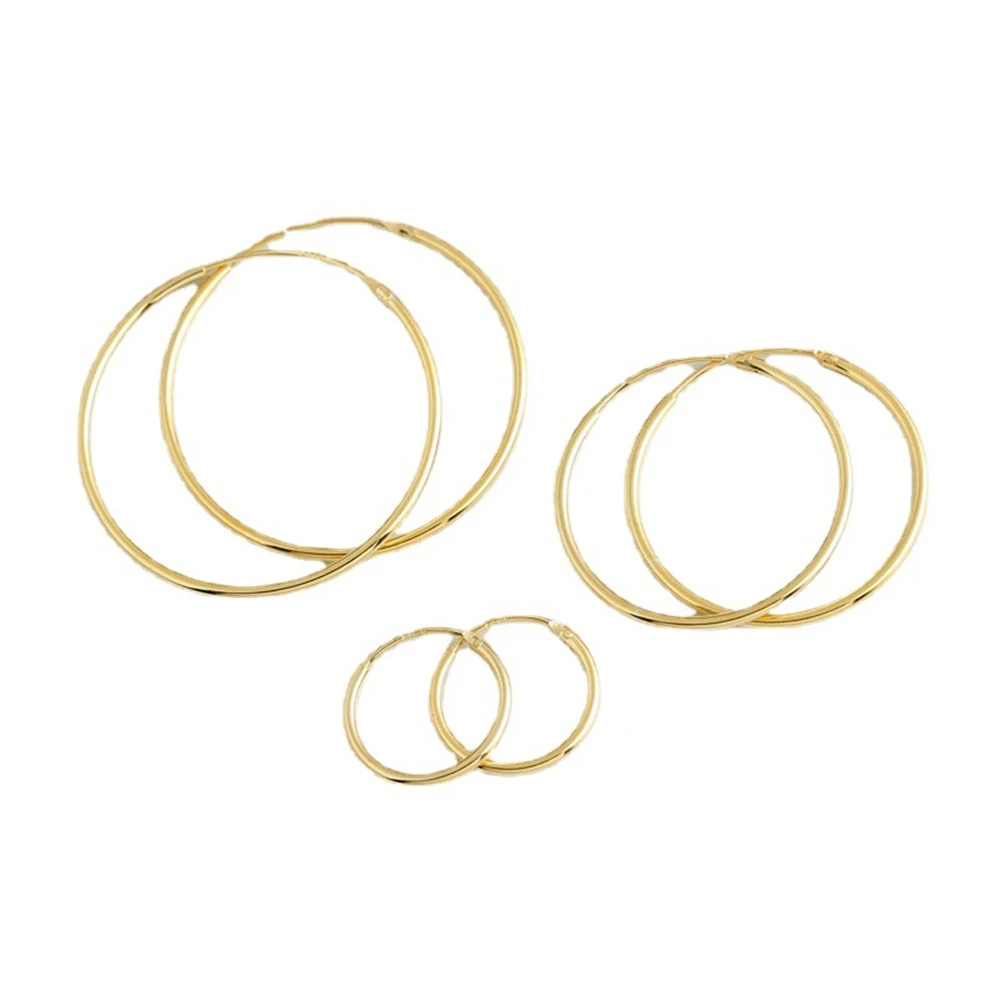 여성을위한 골드 도금 부드러운 원형 원형 빅 후프 귀걸이 크기 12/25/30/40/50/60mm 스테인레스 스틸 쥬얼리 액세서리 선물