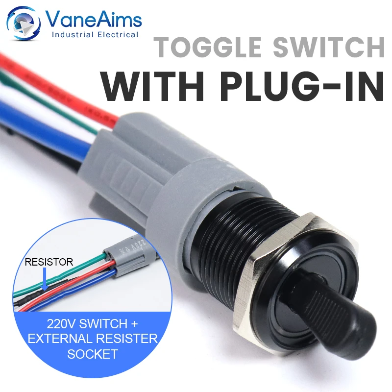 16MM 금속 토글 스위치 방수 LED 조명 자동 잠금 2 위치 On Off 마이크로 버튼 스위치 1NO1NC 15A 12V 220V 3pin/5pin