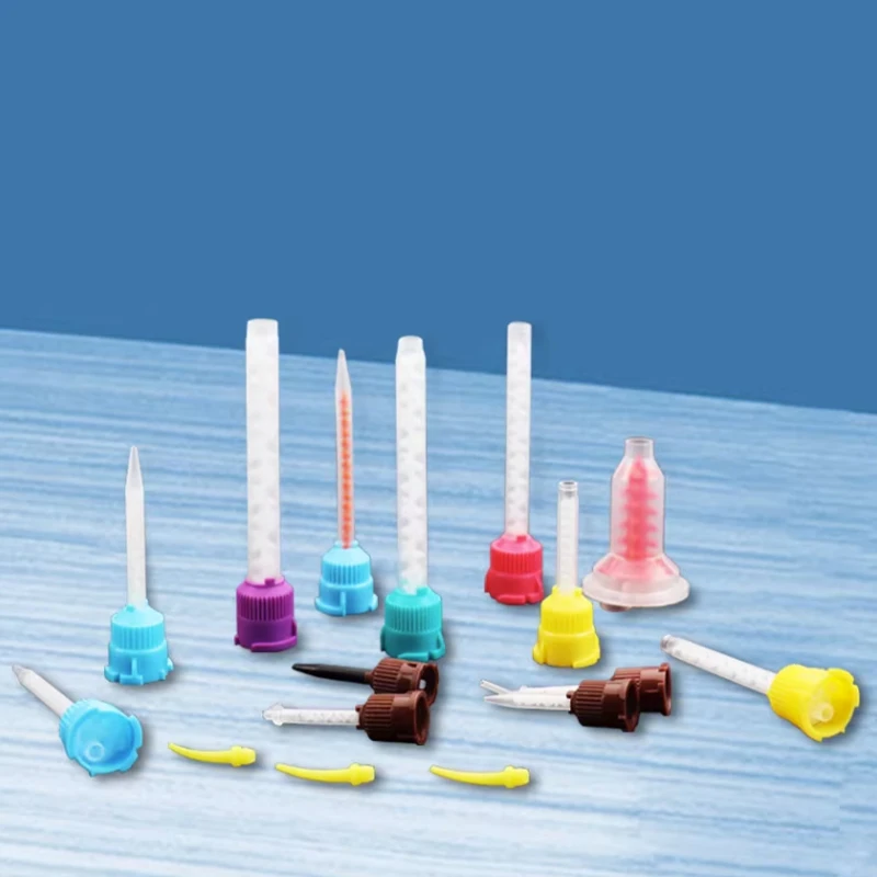 50/100PCS 치과 혼합 팁 실리콘 고무 혼합 팁 치과 인상 재료 혼합 튜브 틀니 실험실 컬러 튜브