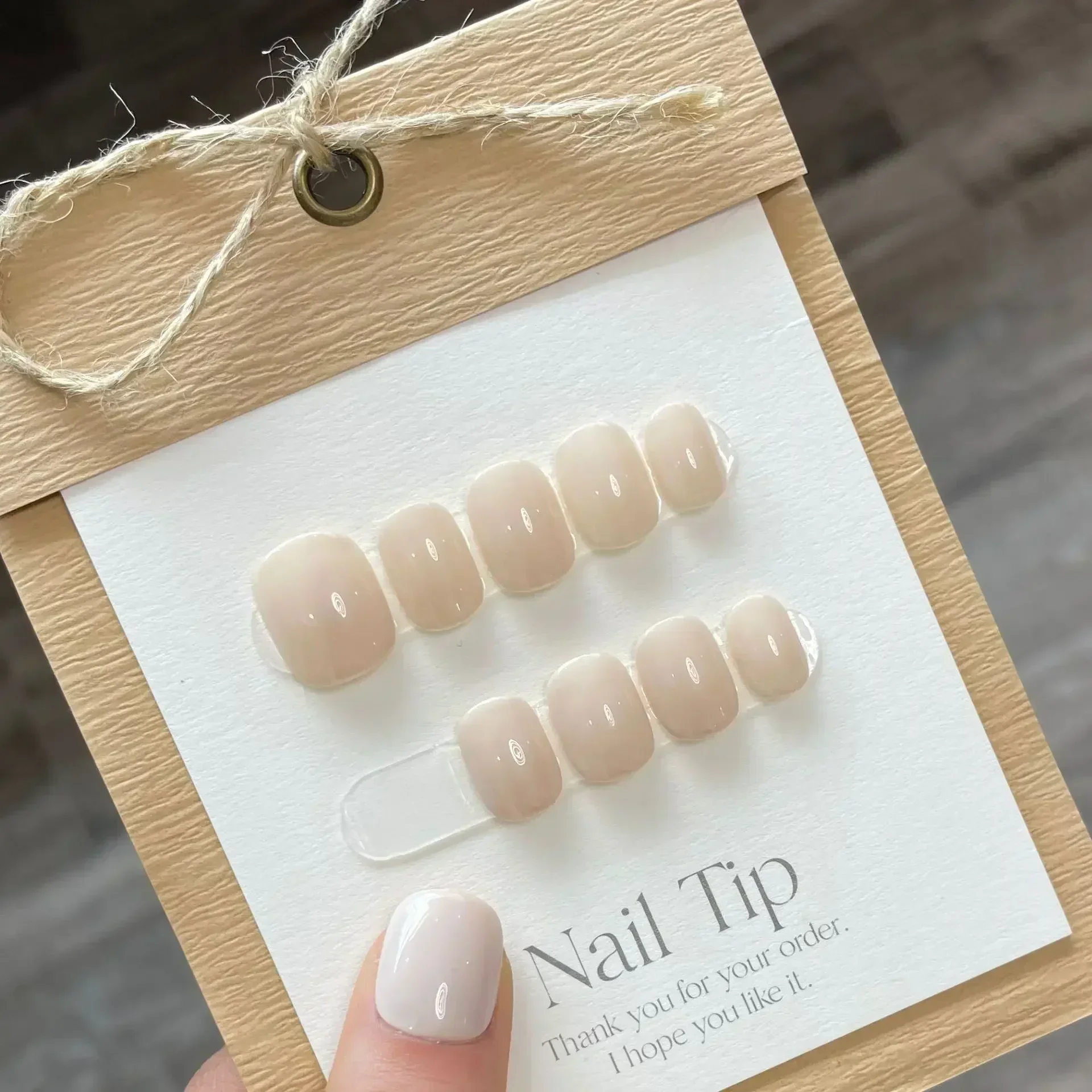 10Pcs 손톱에 접착제 프레스와 순수 컬러 수제 짧은 거짓 손톱 전체 커버 프랑스어 라운드 헤드 매니큐어 웨어러블 네일 팁 아트