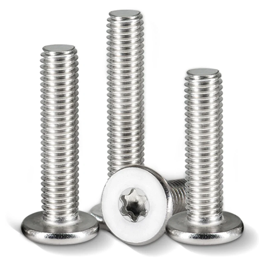 10Pcs M1.6 M2 M2.5 M3 M4 M5 M6 M8 304 스테인레스 스틸 CM 6 로브 Torx 초박형 초저 플랫 웨이퍼 헤드 나사 디지털 볼트